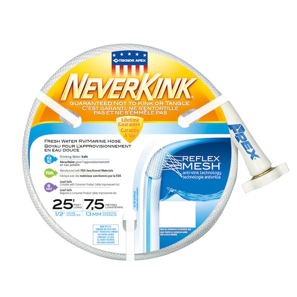 Teknor Apex Teknor Apex 7602-25 NeverKink RV/Marine Hose - 1/2" x 25', White - 7602-25