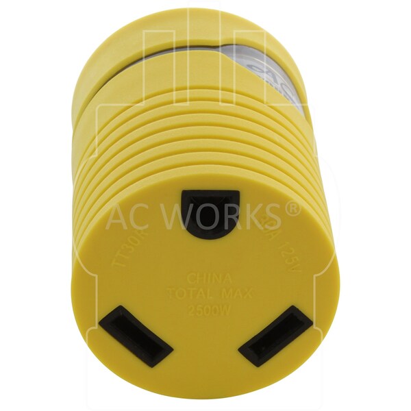 Ac Works RV Generator Adapter 4-Prong L14-20P Locking Plug to RV TT-30 RV 30A Connector - RVL1420TT