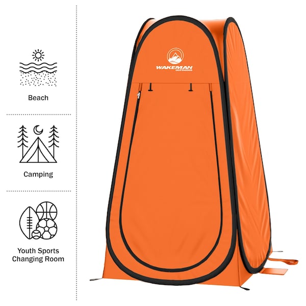 Wakeman Pop Up Pod - Portable Privacy Shower, Dressing Room, or Toilet Tent by Wakeman Orange - 75-CMP1166