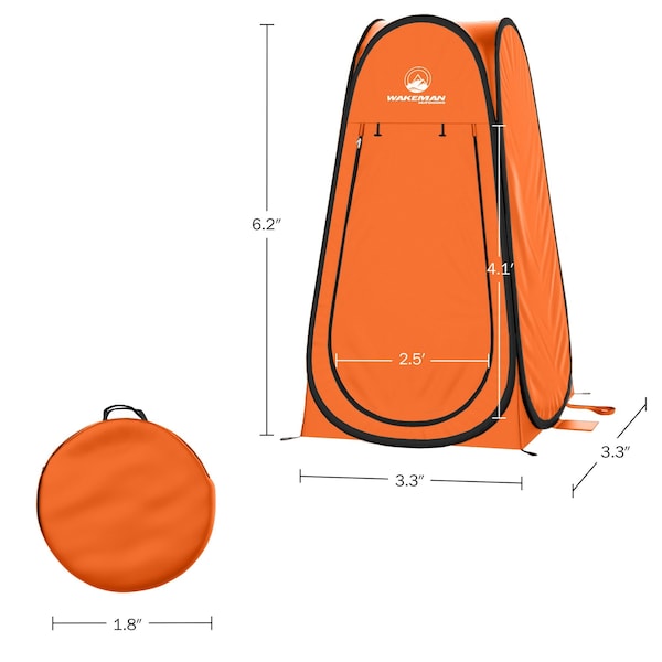 Wakeman Pop Up Pod - Portable Privacy Shower, Dressing Room, or Toilet Tent by Wakeman Orange - 75-CMP1166
