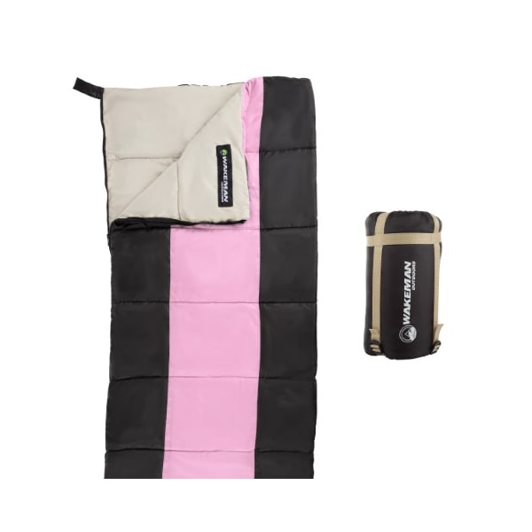 Leisure Sports Sleeping Bag, Lightweight, Carrying Bag with Compression Straps for Camping, Pink/Black, Kids - 327814SOK