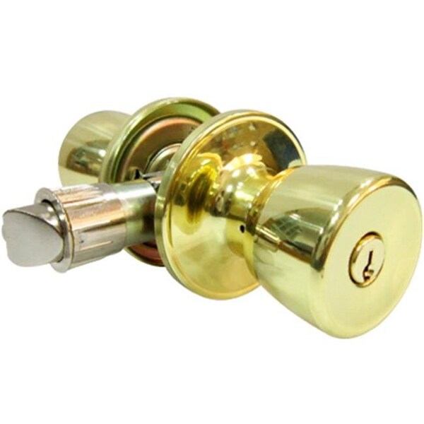 Taiwan Fu Hsing Industrial Taiwan Fu Hsing Industrial 221810 Tru-Guard Tulip Style Knob Mobile Home Entry Lockset; Polished Brass - 221810