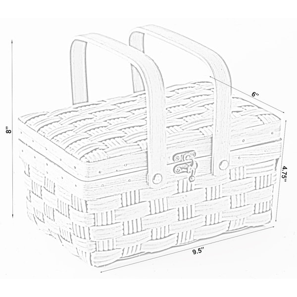 Vintiquewise Small Woodchip Picnic Basket with Cover and Folding Handles - QI003505.S