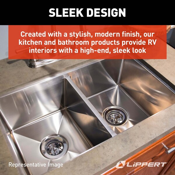 Lippert 25IN X 17IN DOUBLE BOWL SINK - PARCHMENT - 809029