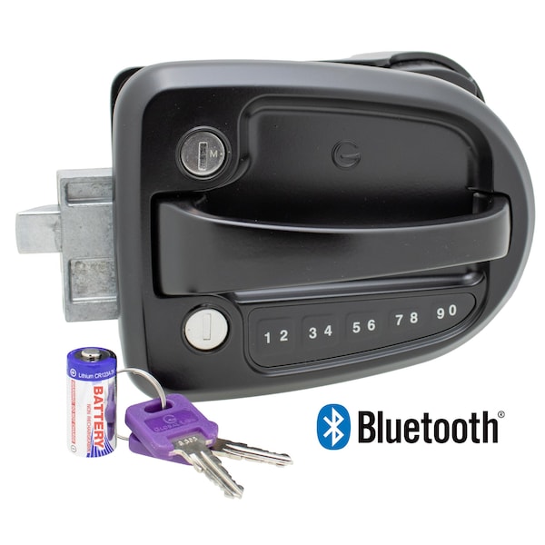Global Deluxe Bluetooth, Keypad entry, or Keys, RV Towable Entry Door Lock, inGin Keyed, Replaces std. lock - TTLBT-46160B-2006-1PK