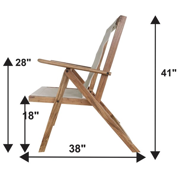 Amerihome Acacia and Canvas Folding Arm Chair - AWFDC