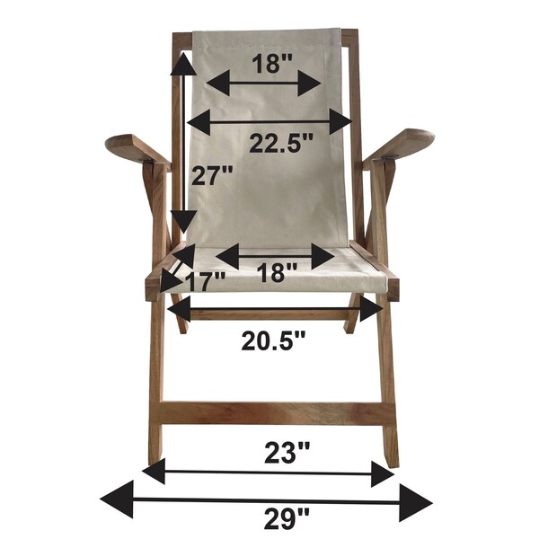 Amerihome Acacia and Canvas Folding Arm Chair - AWFDC