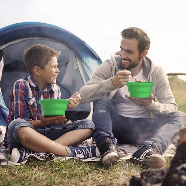 Wakeman Collapsible Bowls with Lids - BPA Free Silicone Food Bowl for Camping by Outdoors 2 Pack - HW4700028