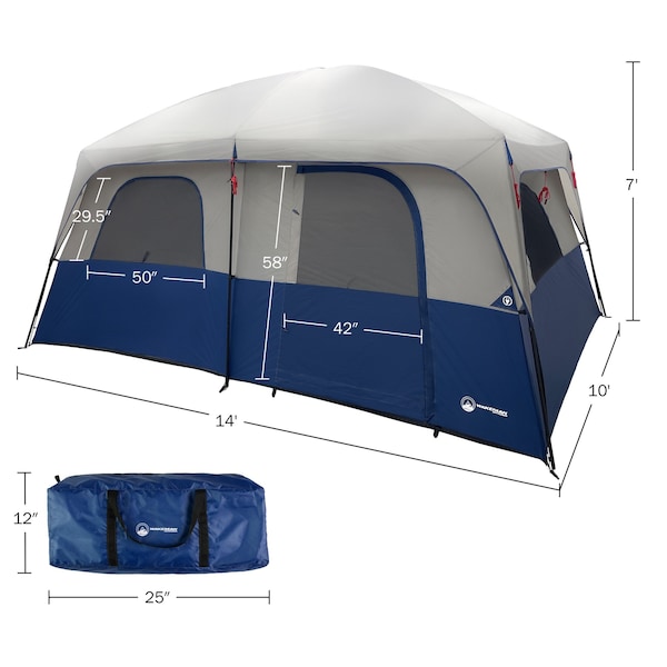 Wakeman 10 Person Camping Tent - Large Outdoor Tent with Room Divider, 2 Doors, 4 Window by - 75-CMP1149