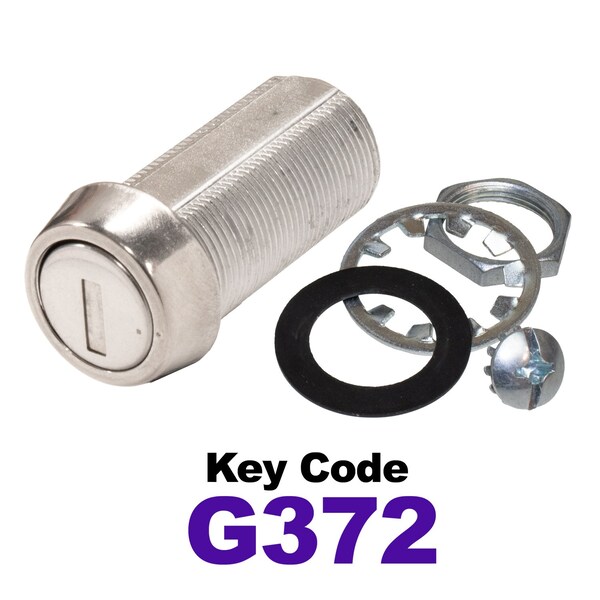 Global RV SS Compartment Lock, Cam/Blade Style, 1-3/8in Threaded Barrel, Keyed to G372, Blades not Included - CLB-372-138-SS