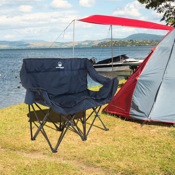 Wakeman Wakeman Outdoor Camping Chair Loveseat, Blue - 75-CMP1110