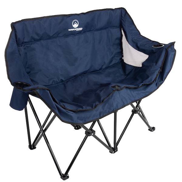 Wakeman Wakeman Outdoor Camping Chair Loveseat, Blue - 75-CMP1110