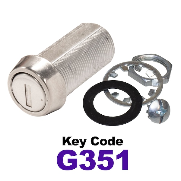 Global RV SS Compartment Lock, Cam/Blade Style, 1-3/8in Threaded Barrel, Keyed to G351, Blades not Included - CLB-351-138-SS