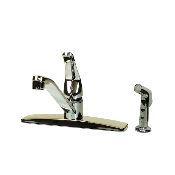 American Brass American Brass SL801F-4 RV Faucet With D-Spout, Single Lever Handle And Sprayer 8" 4-Hole - Chrome - SL801F-4