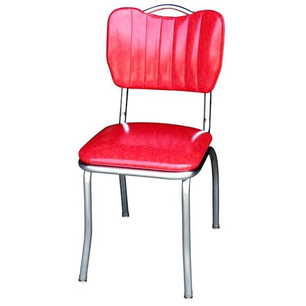 Richardson Seating Corp Richardson Seating Corp 4160CIR 4160 Handle Back Diner Chair -Cracked Ice Red- with Single Tone Channel Back and 1 in. Pulled Seat  - Chrome - 4160CIR