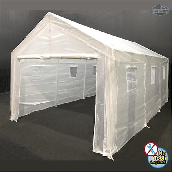 Entretenimiento 10 x 20 ft. Universal 8 Leg Canopy with Greenhouse Cover, White - EN3683804