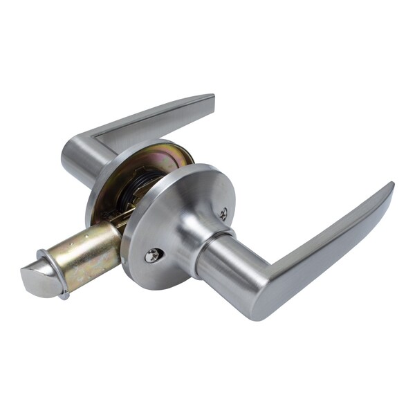 Global RV/Manufactured Housing Interior Lockset, Lever Style No 909 Passage/Non-Locking, Alum, Satin Nickel - LSL-909PSAL-BSN