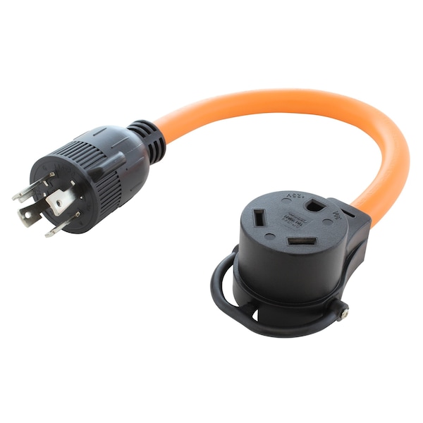 Ac Works 1.5FT L14-30P 30A 4-Prong Locking Plug to 30A RV Generator Adapter - RVL1430TT-018