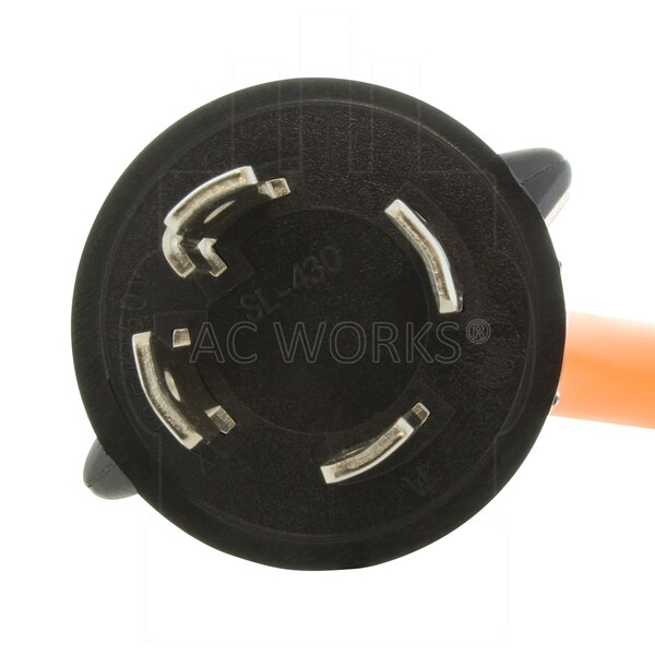 Ac Works 1.5FT L14-30P 30A 4-Prong Locking Plug to 30A RV Generator Adapter - RVL1430TT-018