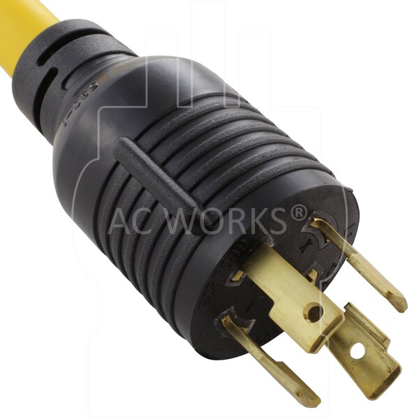 Ac Works 1.5FT L14-30P 30A 4-Prong Locking Plug to 30A RV Generator Adapter - RVL1430TT-018