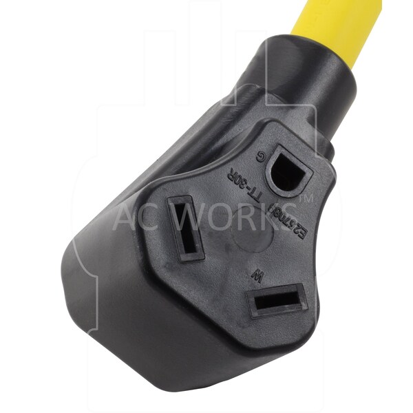 Ac Works 1.5FT L14-30P 30A 4-Prong Locking Plug to 30A RV Generator Adapter - RVL1430TT-018