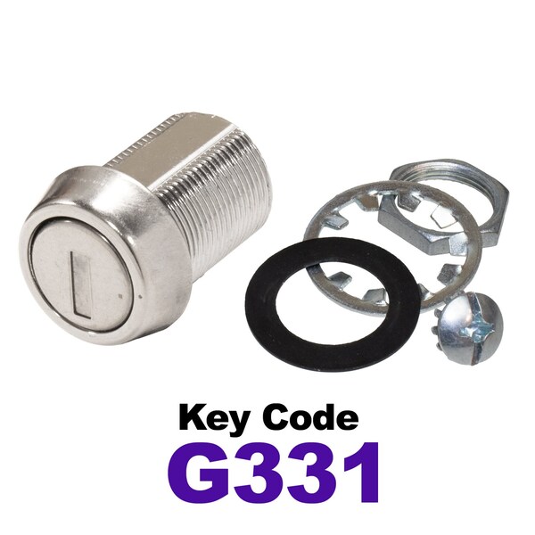 Global RV SS Compartment Lock, Cam/Blade Style, 7/8in Threaded Barrel, Blades not Included, Keyed to G331 - CLB-331-78-SS