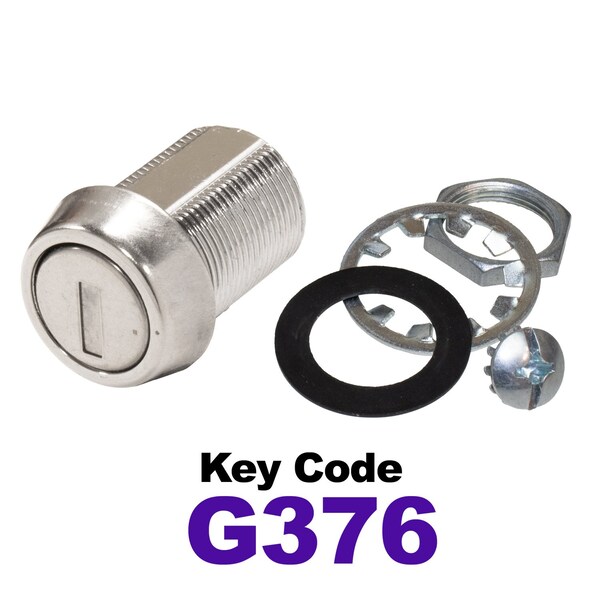 Global RV SS Compartment Lock, Cam/Blade Style, 7/8in Threaded Barrel, Blades not Included, Keyed to G376 - CLB-376-78-SS