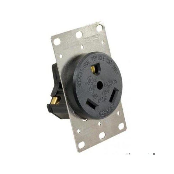 Jr Products 30 AMP RECEPTACLE W/MOUNTING PLATE - 15075