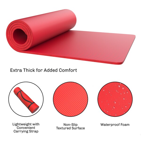 Wakeman Foam Sleep Pad - Lightweight Mat with Carry Handle for Hiking or Sleepovers by Outdoor Red - 75-CMP1015