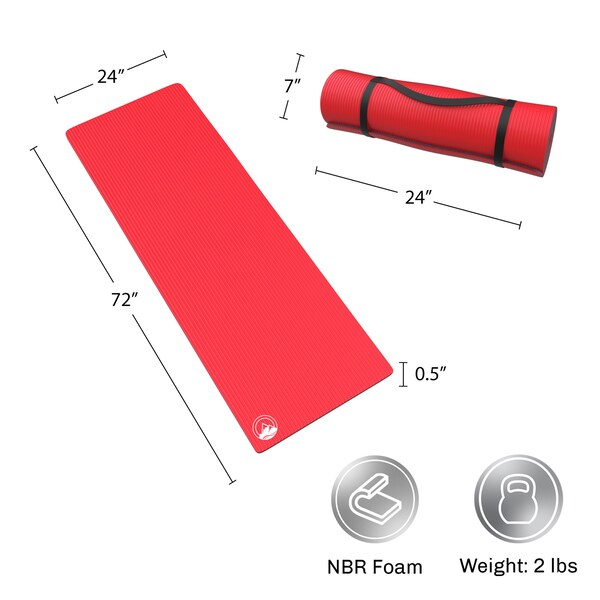 Wakeman Foam Sleep Pad - Lightweight Mat with Carry Handle for Hiking or Sleepovers by Outdoor Red - 75-CMP1015