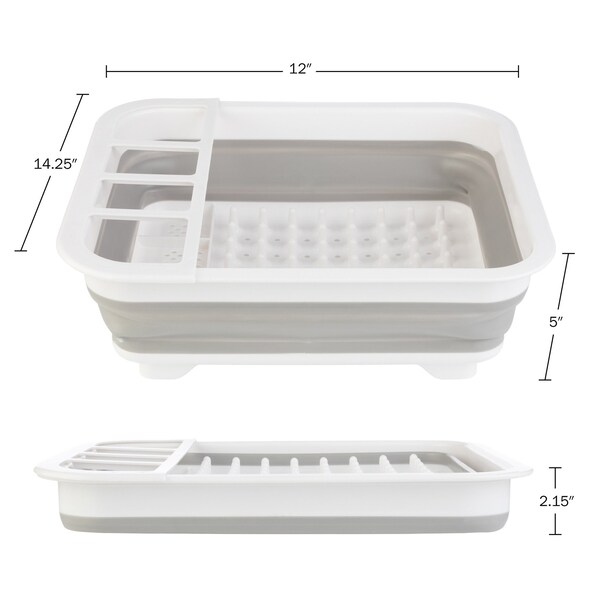 Wakeman Collapsible Dish Rack with Utensil Holder & Tray - BPA-Free Camping Drainer by Wakeman Gray - 75-CMP1138