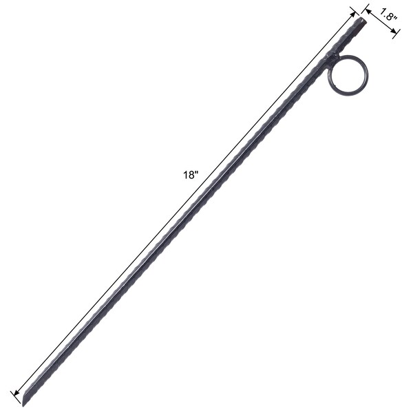 Edendirect 8-Piece Heavy Duty Steel Rebar Stake Tent Canopy Ground Stakes with Angled Ends and 1 in. Loops - IR-W46573143