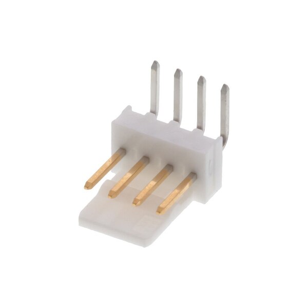 Molex Board Connector, 4 Contact(S), 1 Row(S), Male, Right Angle, 0.1 Inch Pitch, Solder Terminal,  - 22124042