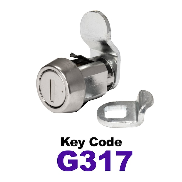Global RV SS Compartment Lock, Cam/Blade Style, 7/8in Press in, Offset Blade, fit 5/8in Use, Keyed, G317 - CLB-317-78SI-SS