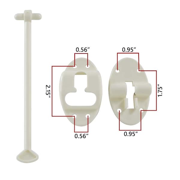 Superior Electric 7-Inch Plastic 'T' Style Entry Door Latch Holder with Hardware for RV Trailer - White - RVA1618