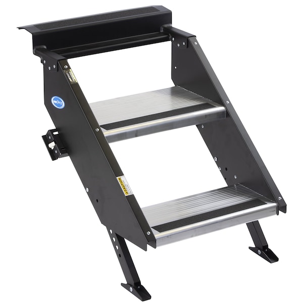 Mor/Ryde 2 Manual Folding Steps, Threshold Height Of 25" To 29", With 9" Rise, 500 Pound Capacity - STP-201