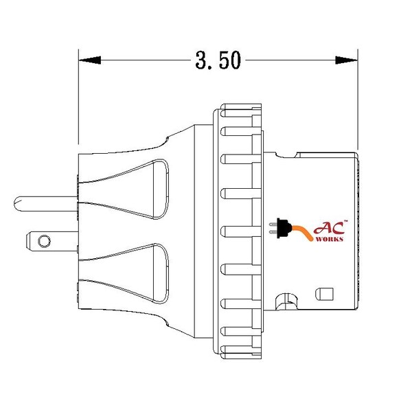 Ac Works Adapter Regular Household 15A Plug to 50A RV/Marine Locking Female Connector - RV515SS2