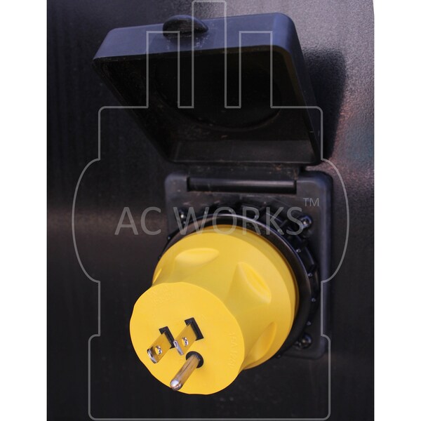 Ac Works Adapter Regular Household 15A Plug to 50A RV/Marine Locking Female Connector - RV515SS2