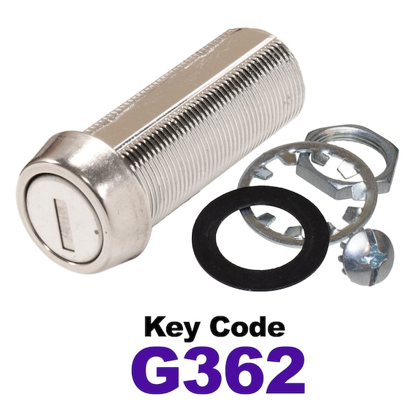 Global RV SS Compartment Lock, Cam/Blade Style, 1-3/4in Threaded Barrel, Blades not Included, Keyed to G362 - CLB-362-134-SS