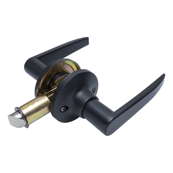 Global RV/Manufactured Housing Interior Lockset, Lever Style No 909 Passage/Non-Locking, Alum, Matte Black - LSL-909PSAL-MB