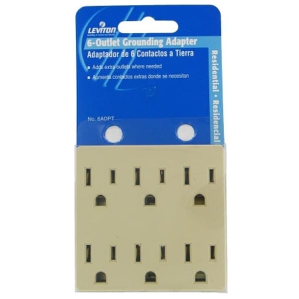 Leviton Leviton Ivory Six-Outlet Grounding Adapter  C21-6ADPT-00I - C21-6ADPT-00I