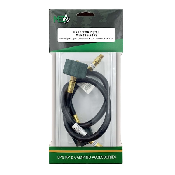 Marshall Excelsior Thermo Pigtail, 1/4in Inverted Flare X QCC, 24in, 2PK - MER425-24P2