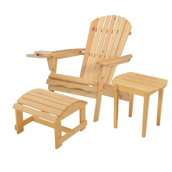 W Unlimited 35 x 32 x 28 in. Foldable Chair with Cup Holder & Ottoman, Natural - SW2136NC-CHOTET