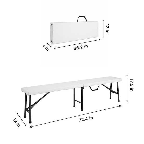Cosco Cosco White Plastic Casual Folding Bench 1 pk - 14-419-WSP2