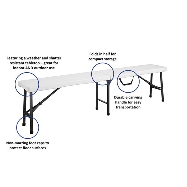 Cosco Cosco White Plastic Casual Folding Bench 1 pk - 14-419-WSP2
