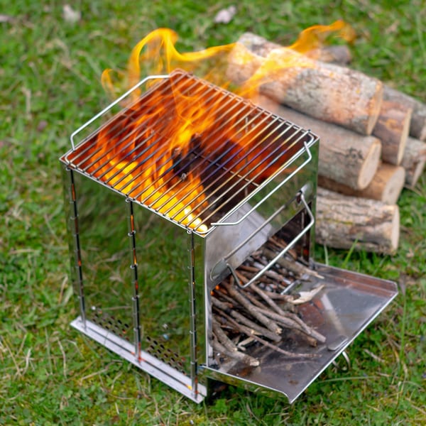 Wakeman Camping Stove - Stainless Steel Wood Burning Portable Rocket Stove for Camping by Wakeman - 75-CMP1157