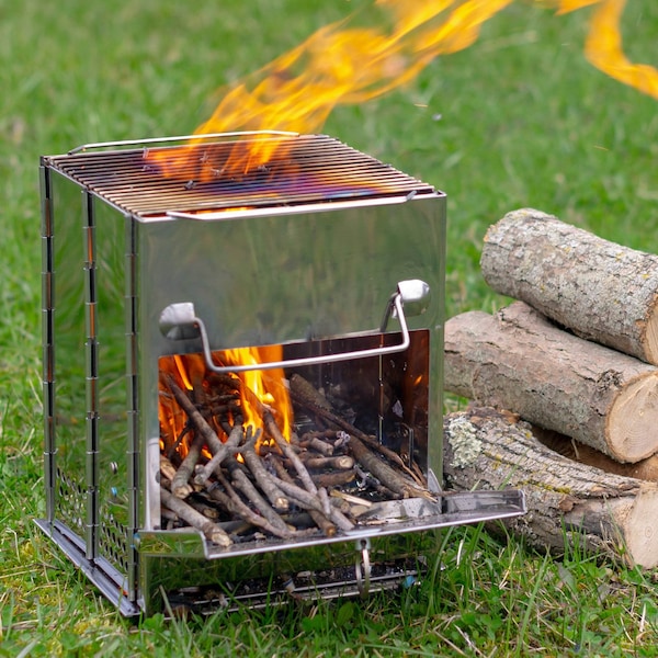 Wakeman Camping Stove - Stainless Steel Wood Burning Portable Rocket Stove for Camping by Wakeman - 75-CMP1157