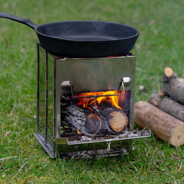 Wakeman Camping Stove - Stainless Steel Wood Burning Portable Rocket Stove for Camping by Wakeman - 75-CMP1157