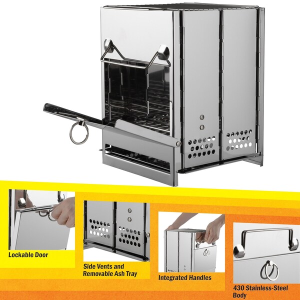 Wakeman Camping Stove - Stainless Steel Wood Burning Portable Rocket Stove for Camping by Wakeman - 75-CMP1157