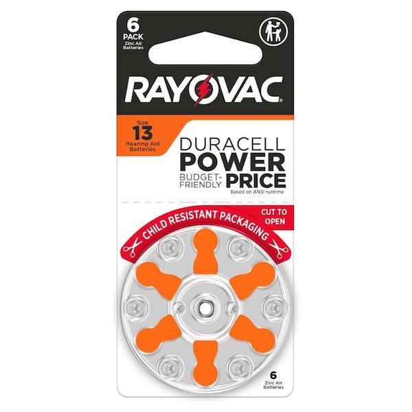 Rayovac RV HRNG AID BTRY 13, 6PK - 13CR-6ROVUS